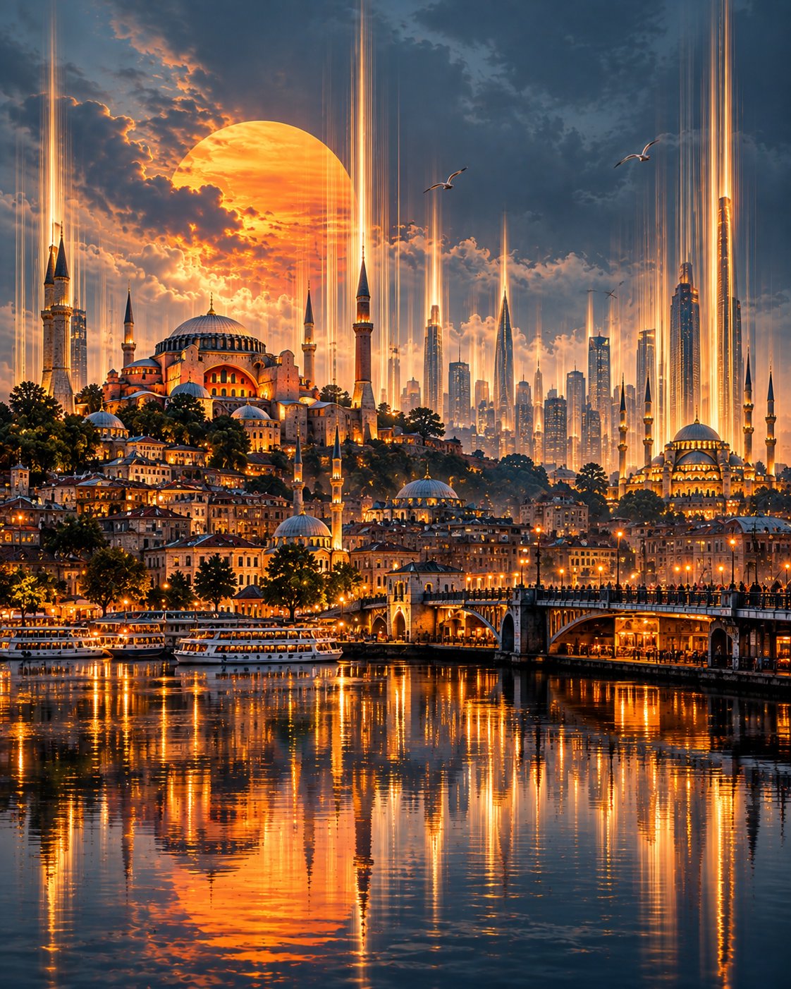 Surreal Vertical Cityscape Light Trails — AI image prompt — GPT Image 2.5 — Surreal, Cinematic, Cityscape - 2