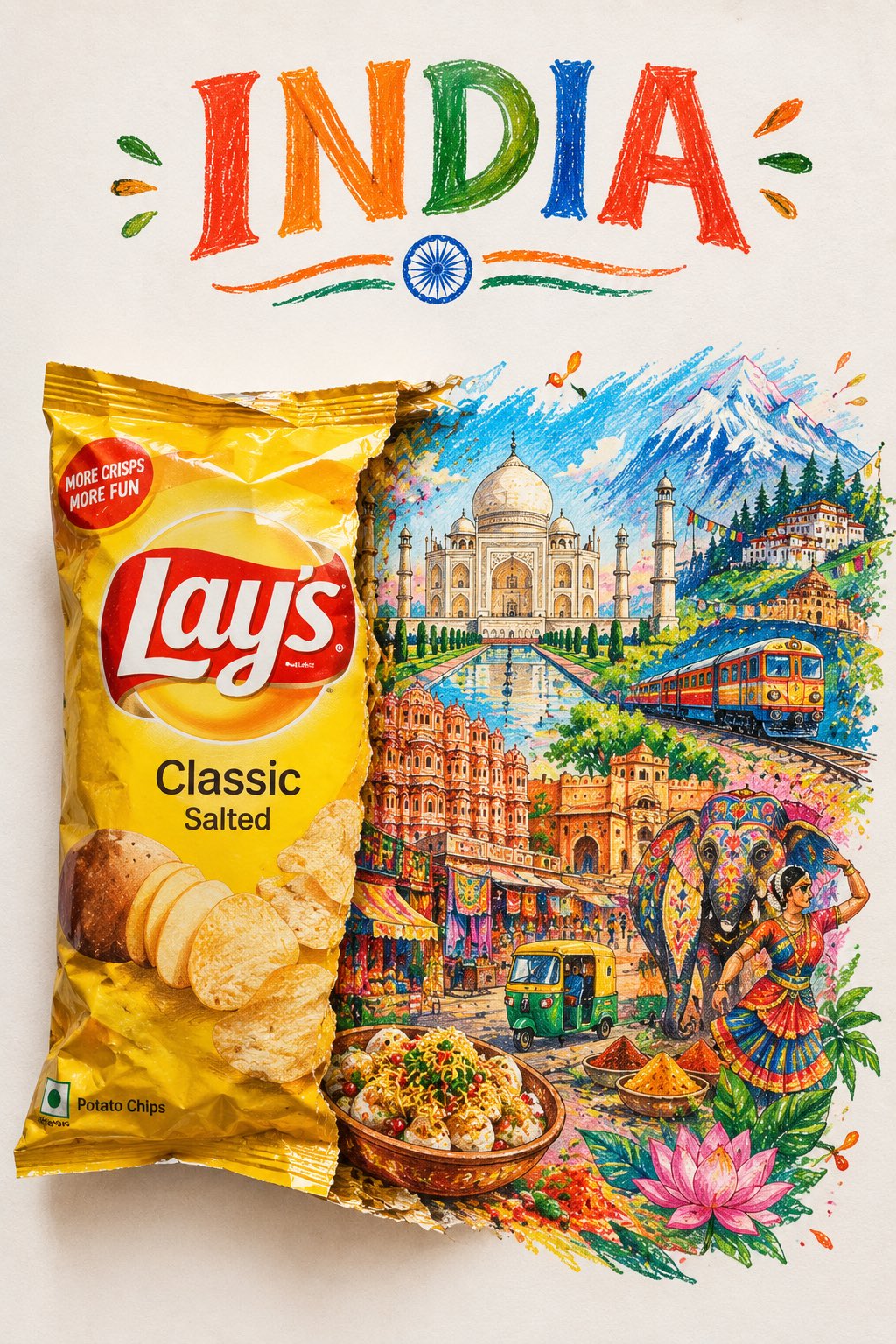 各国お菓子パケット分解アート — AI image prompt — GPT Image 2.5 — Typography, Poster, Product Photography - 2