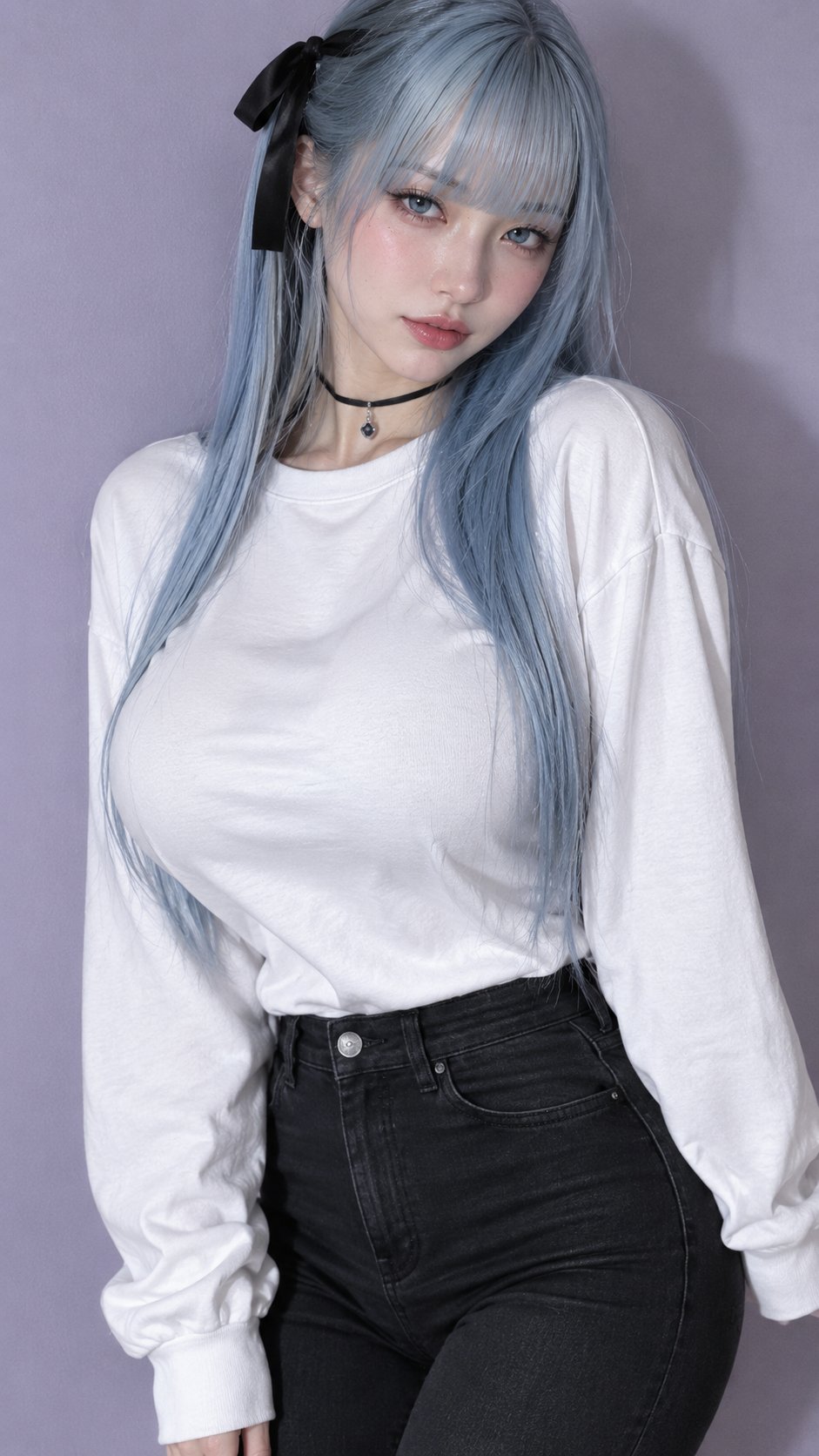 Hyper-realistic fashion portrait with ice-blue hair — AI image prompt — Grok Imagine 2 — Fashion, Realistic, Portrait - 2