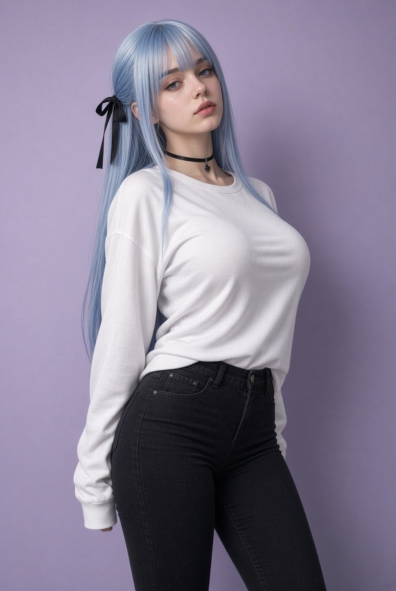 Hyper-realistic fashion portrait with ice-blue hair — AI image prompt — Grok Imagine 2 — Fashion, Realistic, Portrait - 3