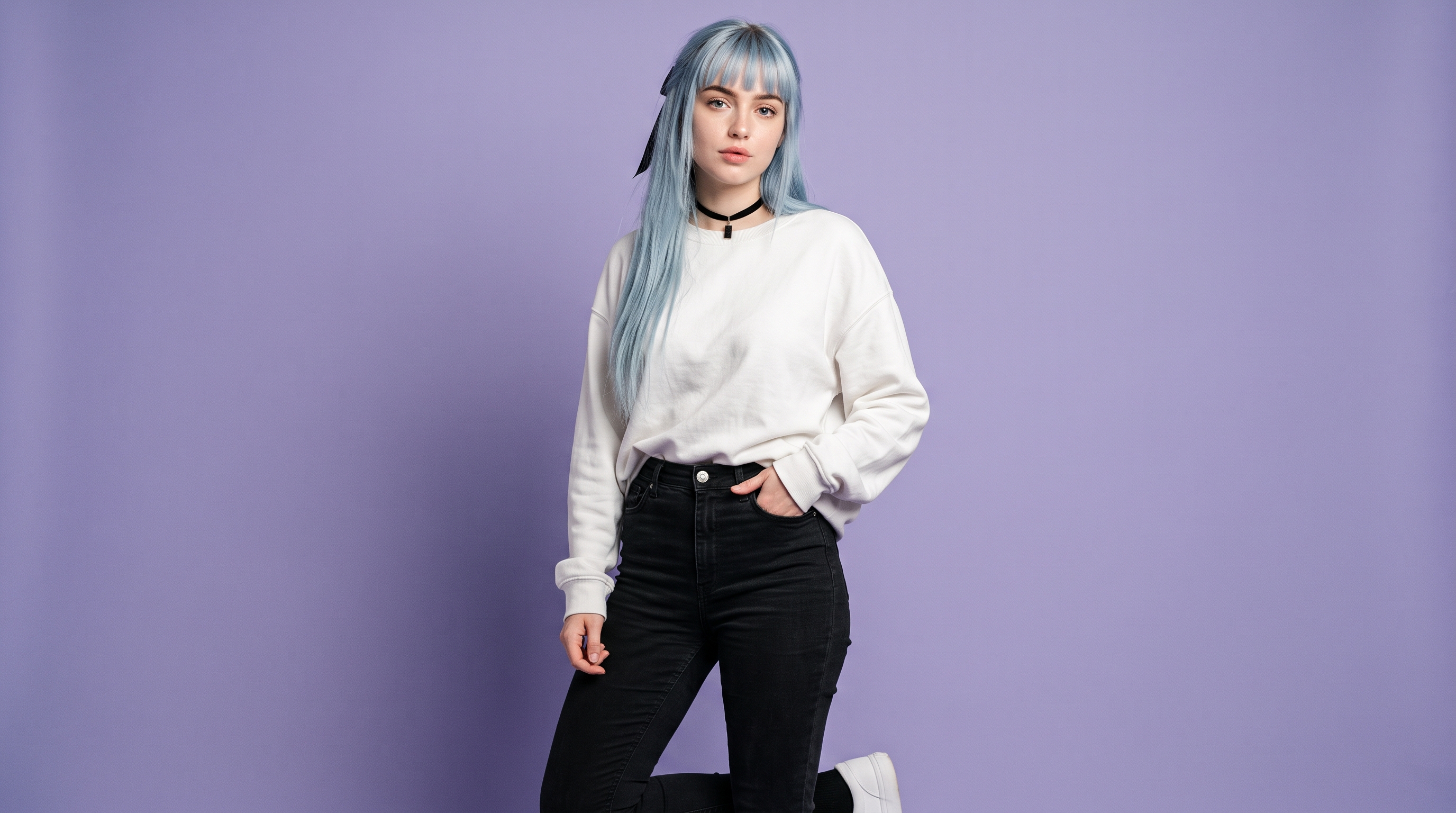 Hyper-realistic fashion portrait with ice-blue hair — AI image prompt — Grok Imagine 2 — Fashion, Realistic, Portrait - 4