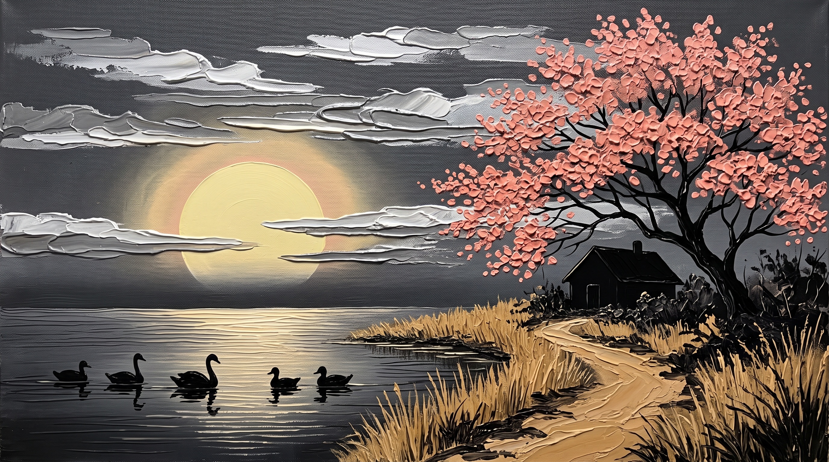 Serene Lake Dusk Oil Painting — AI image prompt — Nano Banana — Oil Painting, Peaceful, Landscape - 2