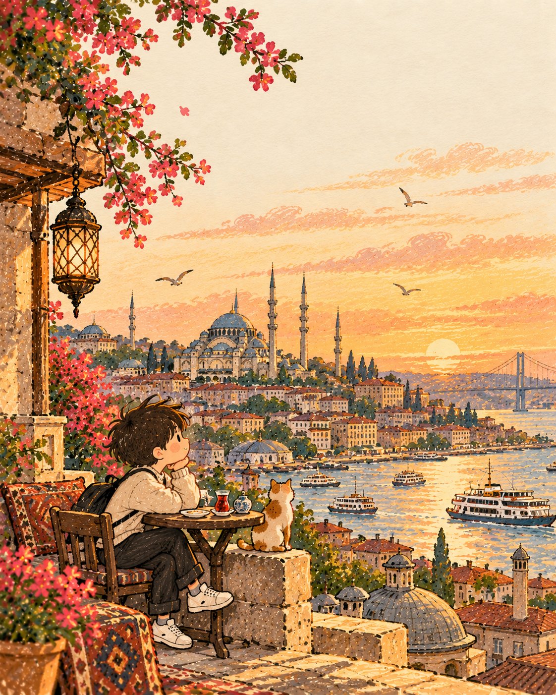미니멀 일러스트 여행 엽서 아트 — AI image prompt — GPT Image 2.5 — Whimsical, Digital Art, Minimalist - 3