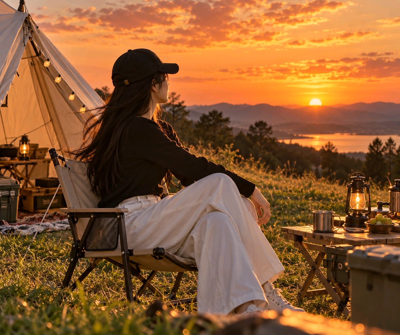 超リアルな夕日キャンプポートレート — AI image prompt — GPT Image 2.5 — Cinematic, Realistic, Landscape - 2