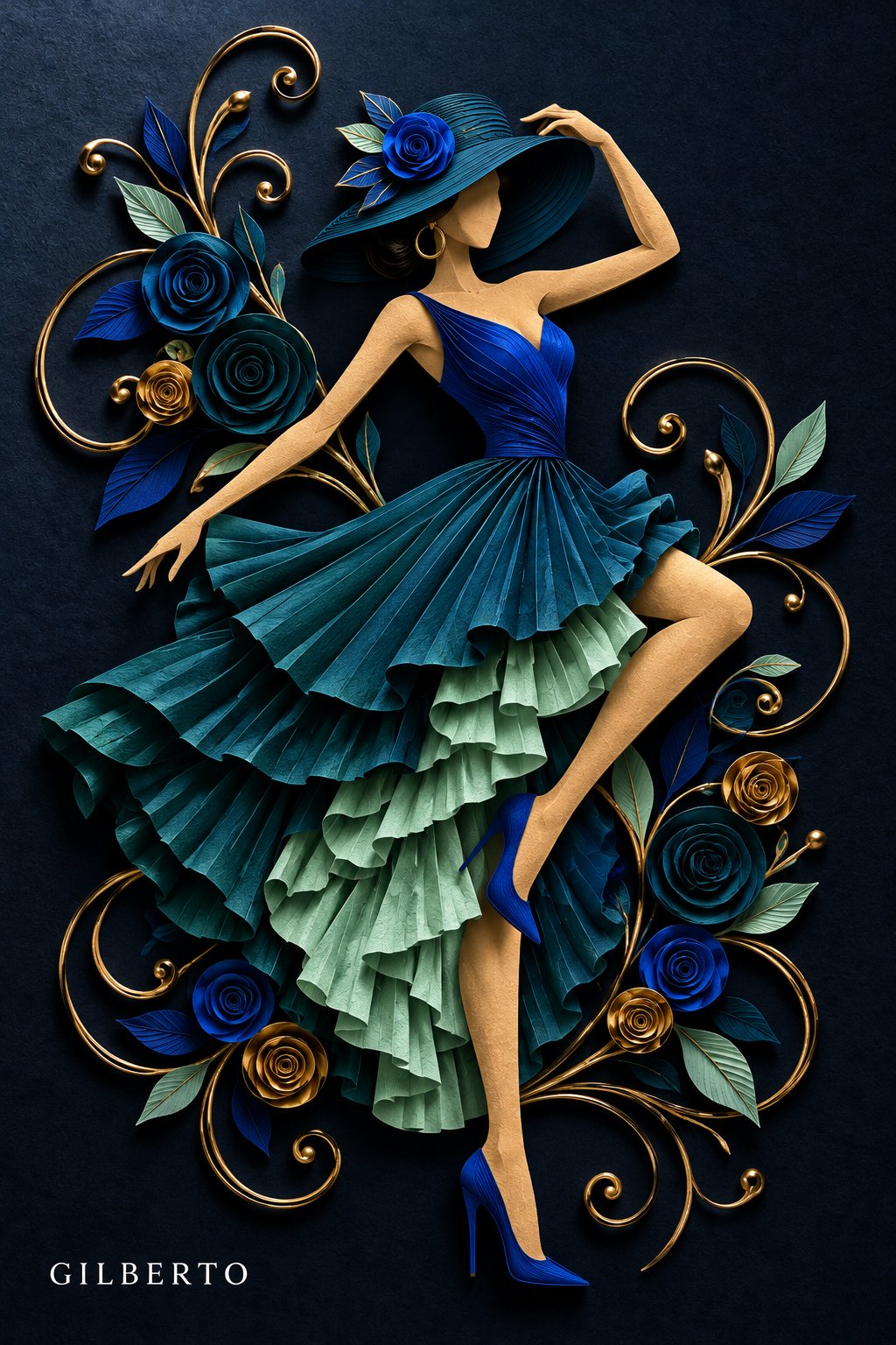 3D Paper Quilling Couture Woman — AI image prompt — GPT Image 2.5 — Digital Art, 3D Render, Fashion - 2