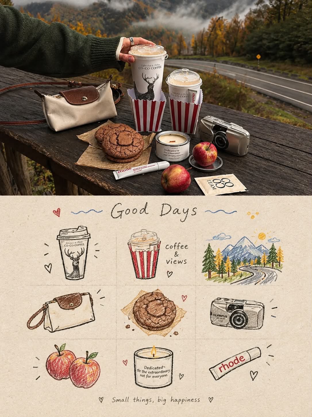 Cozy Travel Scrapbook Poster — AI image prompt — GPT Image 2.5 — Poster, Cinematic, Vintage - 2