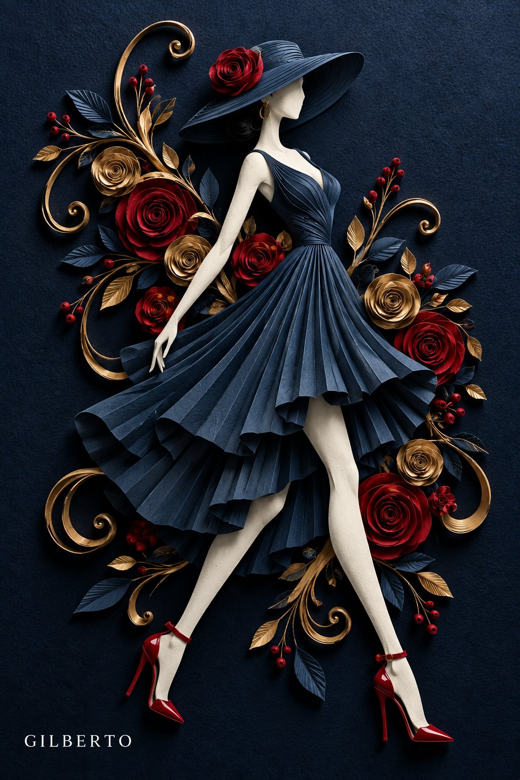 3D Paper Quilling Couture Woman — AI image prompt — GPT Image 2.5 — Digital Art, 3D Render, Fashion - 3