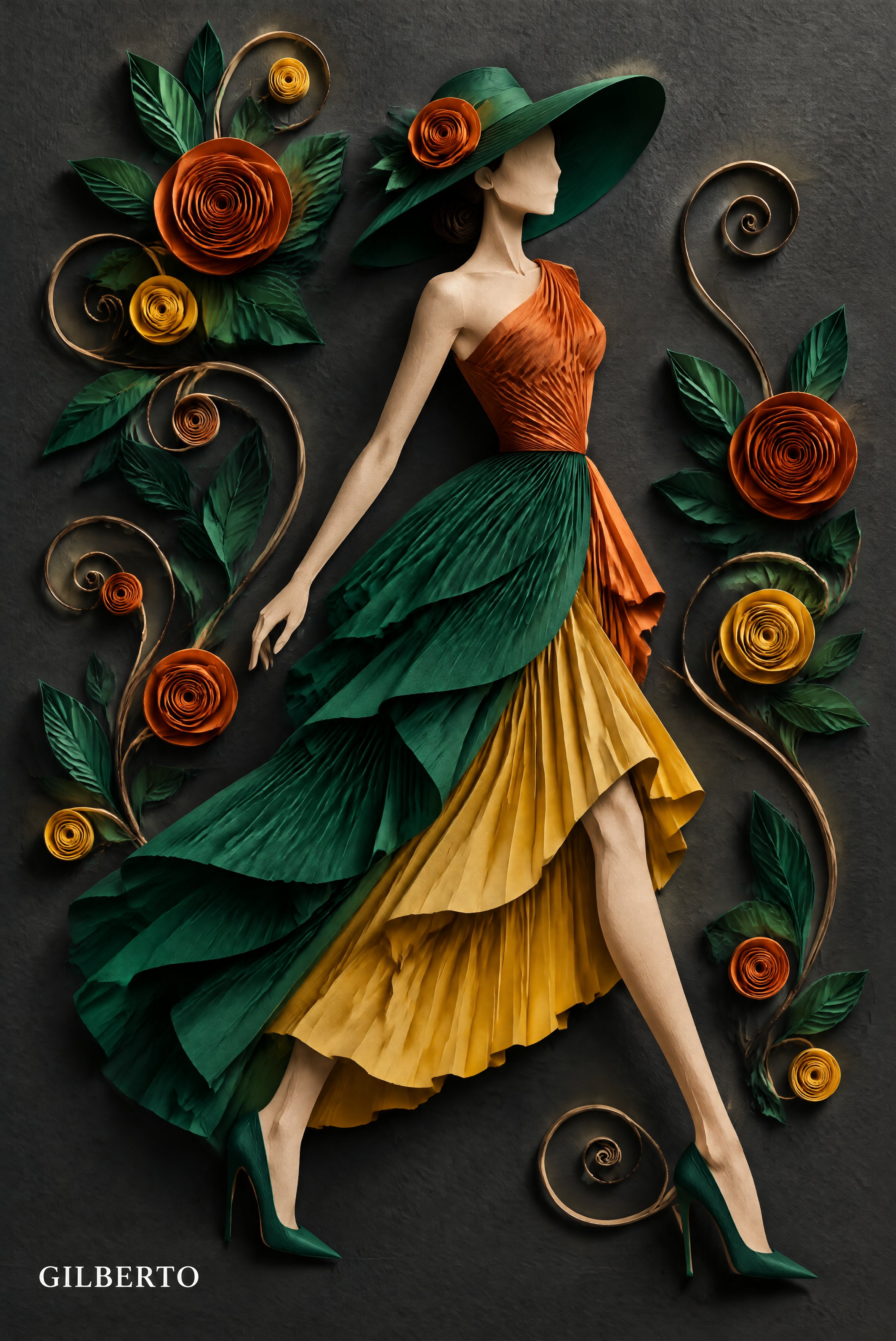 3D Paper Quilling Couture Woman — AI image prompt — GPT Image 2.5 — Digital Art, 3D Render, Fashion - 4