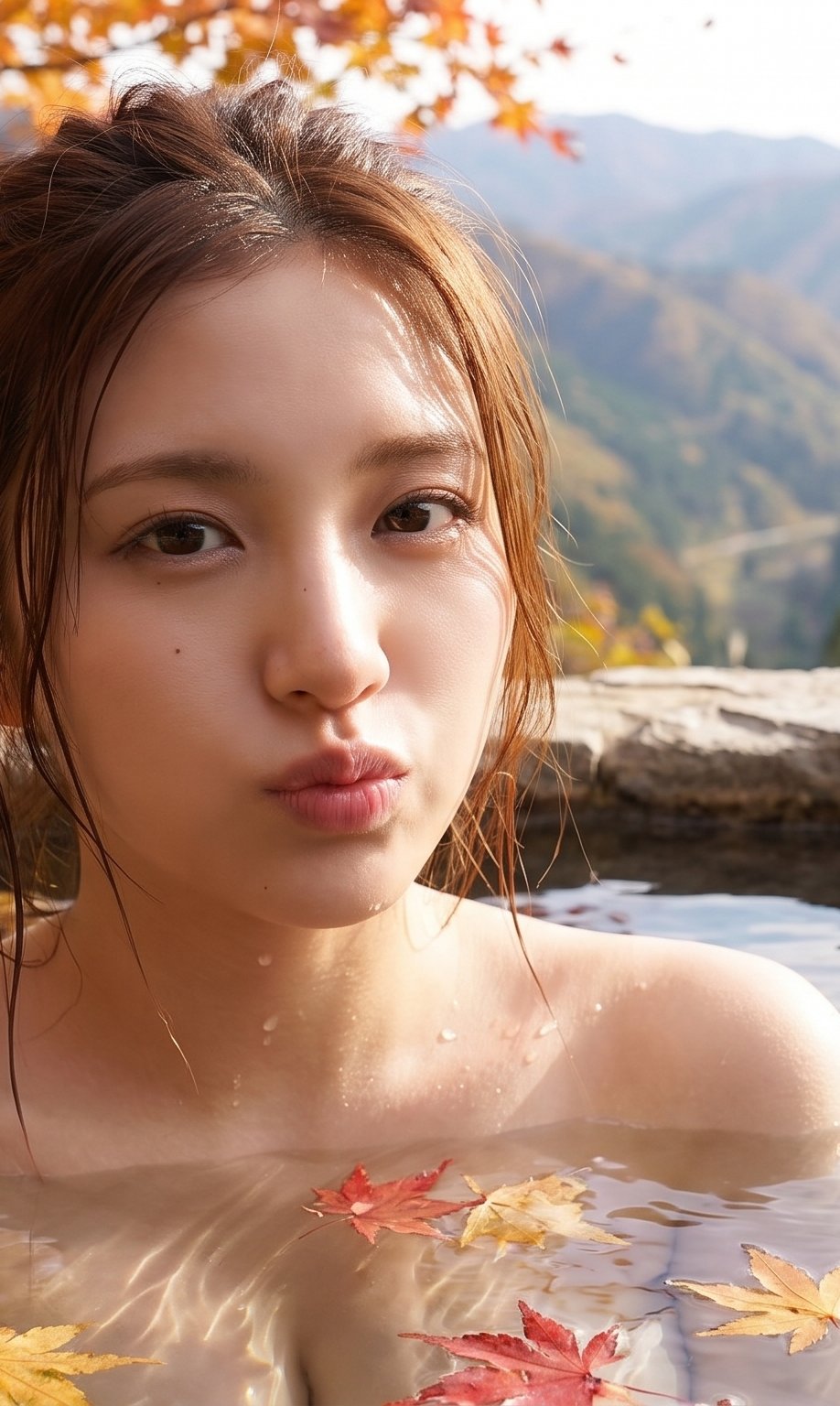 Japanese Woman in Outdoor Onsen — AI image prompt — Nano Banana Pro — Cinematic, Realistic, Portrait - 2