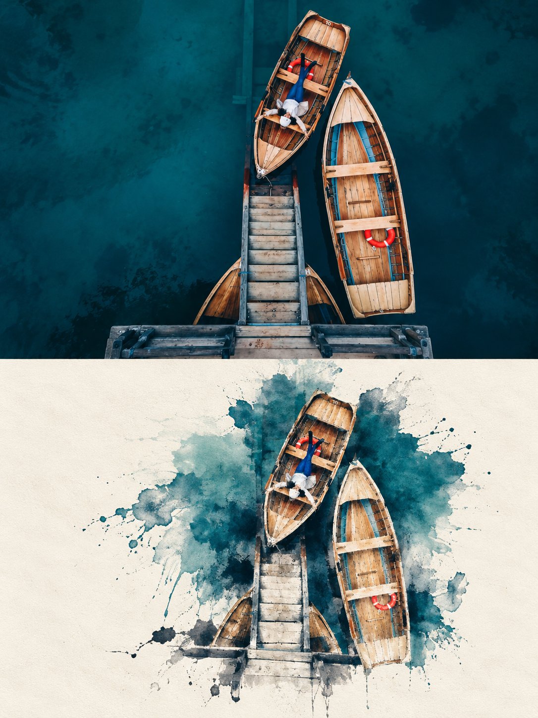 Ink Wash Photo Split Reconstruction — AI image prompt — GPT Image 2.5 — Digital Art, Watercolor, Minimalist - 2