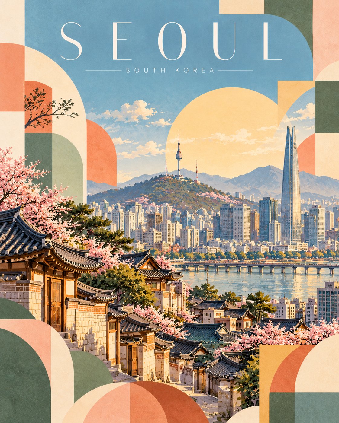 Geometric Pastel Travel Poster Template — AI image prompt — GPT Image 2.5 — Poster, Minimalist, Landscape - 2