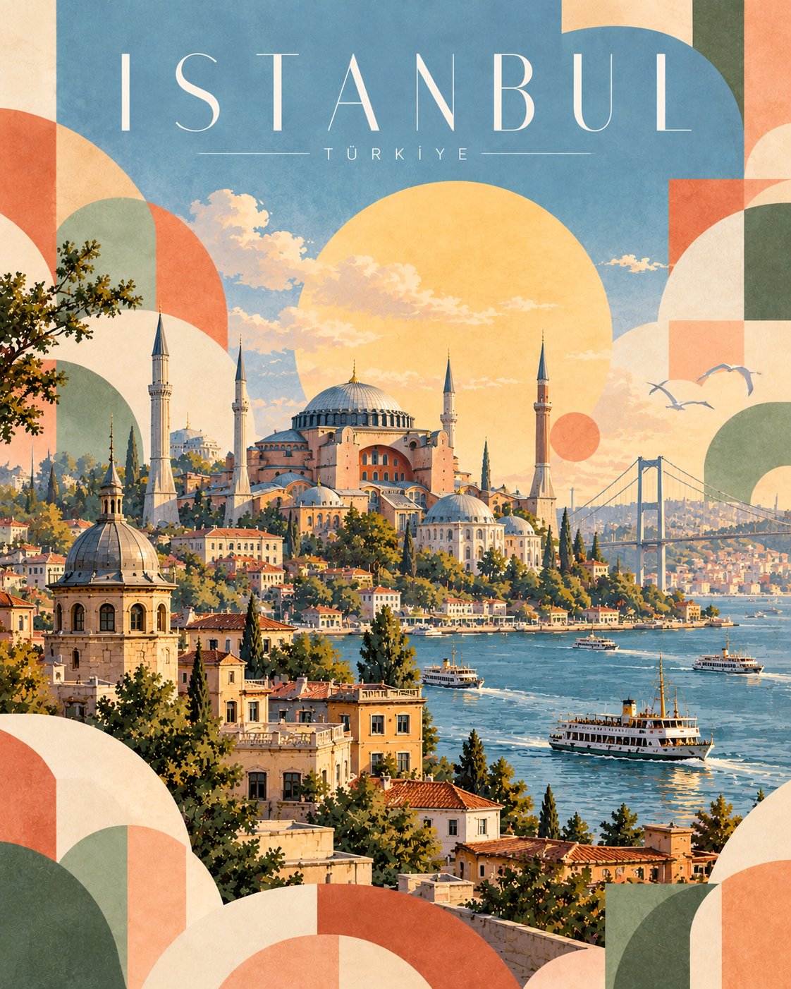 Geometric Pastel Travel Poster Template — AI image prompt — GPT Image 2.5 — Poster, Minimalist, Landscape - 3