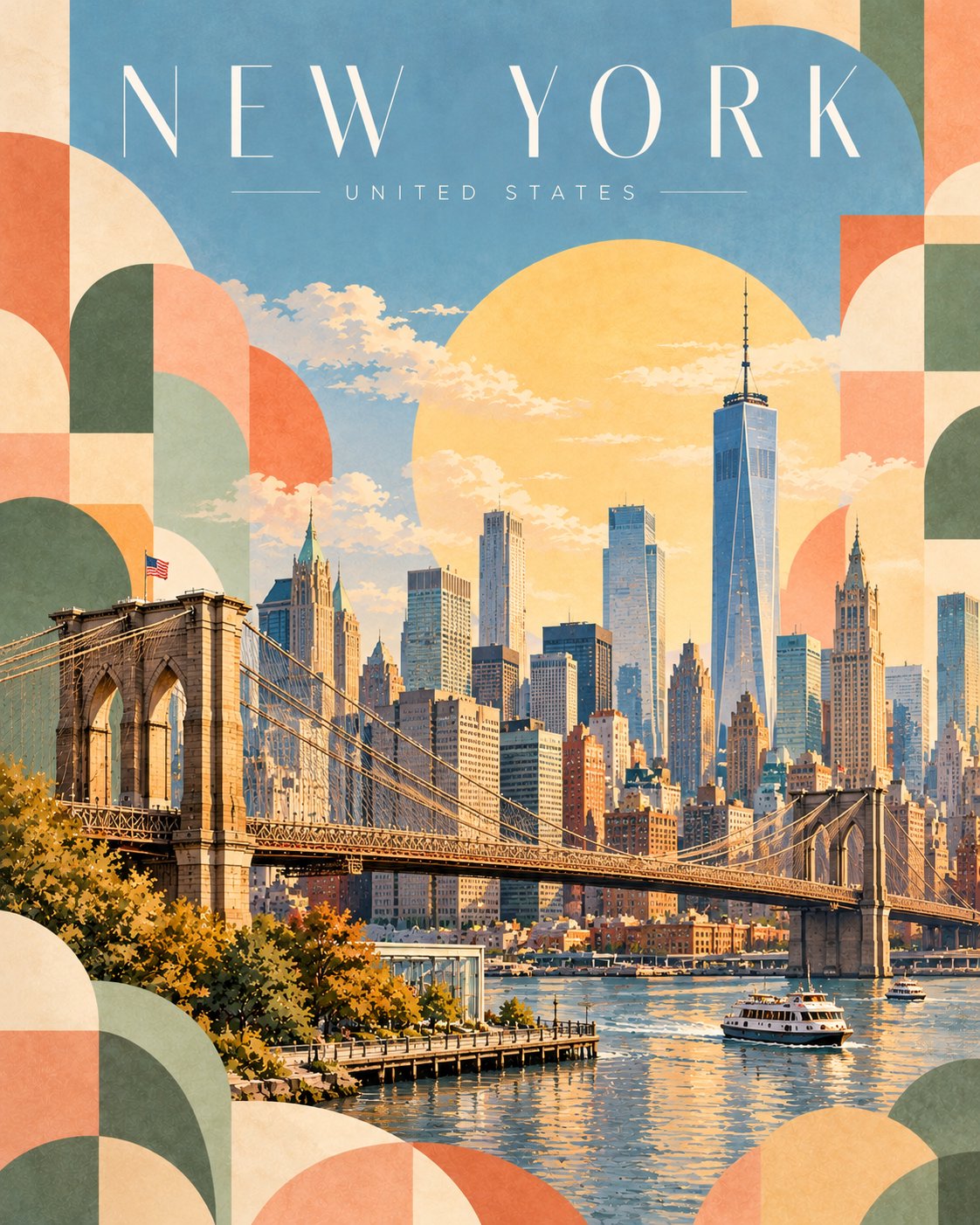 Geometric Pastel Travel Poster Template — AI image prompt — GPT Image 2.5 — Poster, Minimalist, Landscape - 4
