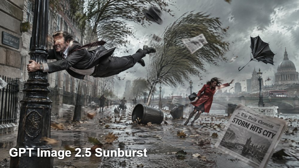 Surreal Windstorm Street Scene — AI image prompt — GPT Image 2.5 — Surreal, Cinematic, Realistic - 2