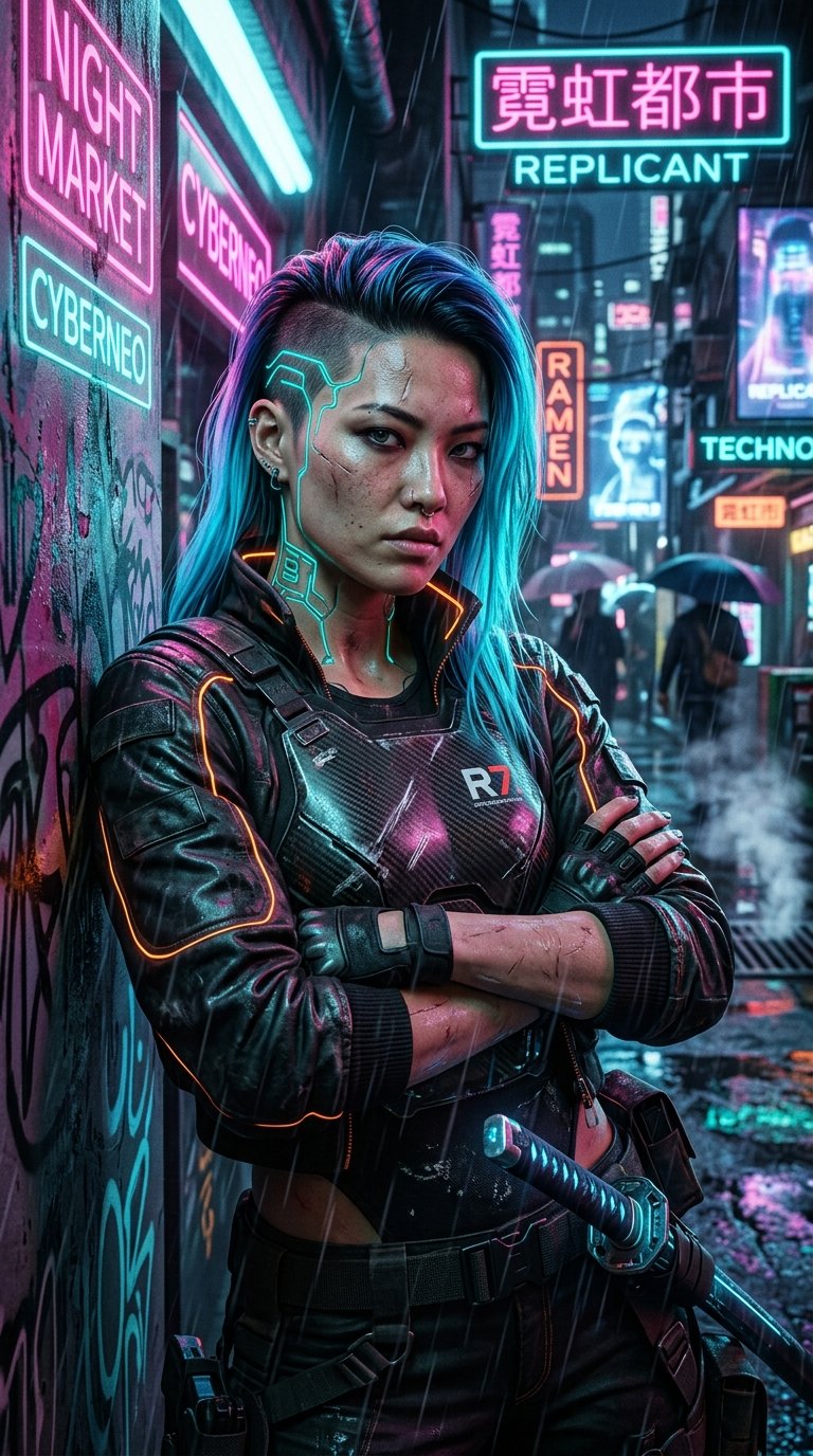 Cyberpunk Female Mercenary Portrait — AI image prompt — GPT Image 2.5 — Cyberpunk, Cinematic, Portrait - 2