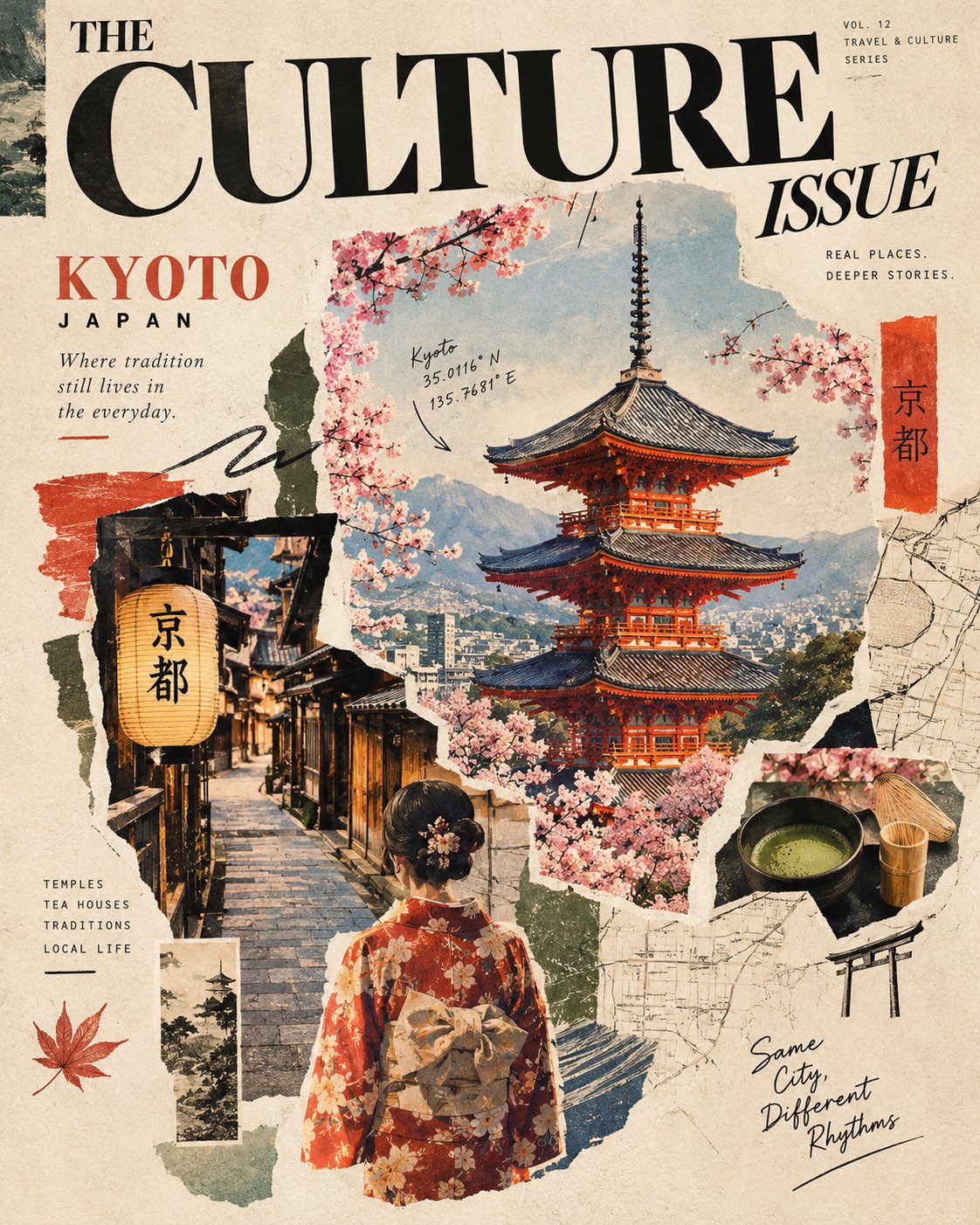 빈티지 여행 잡지 콜라주 표지 — AI image prompt — GPT Image 2.5 — Poster, Vintage, Cityscape - 2