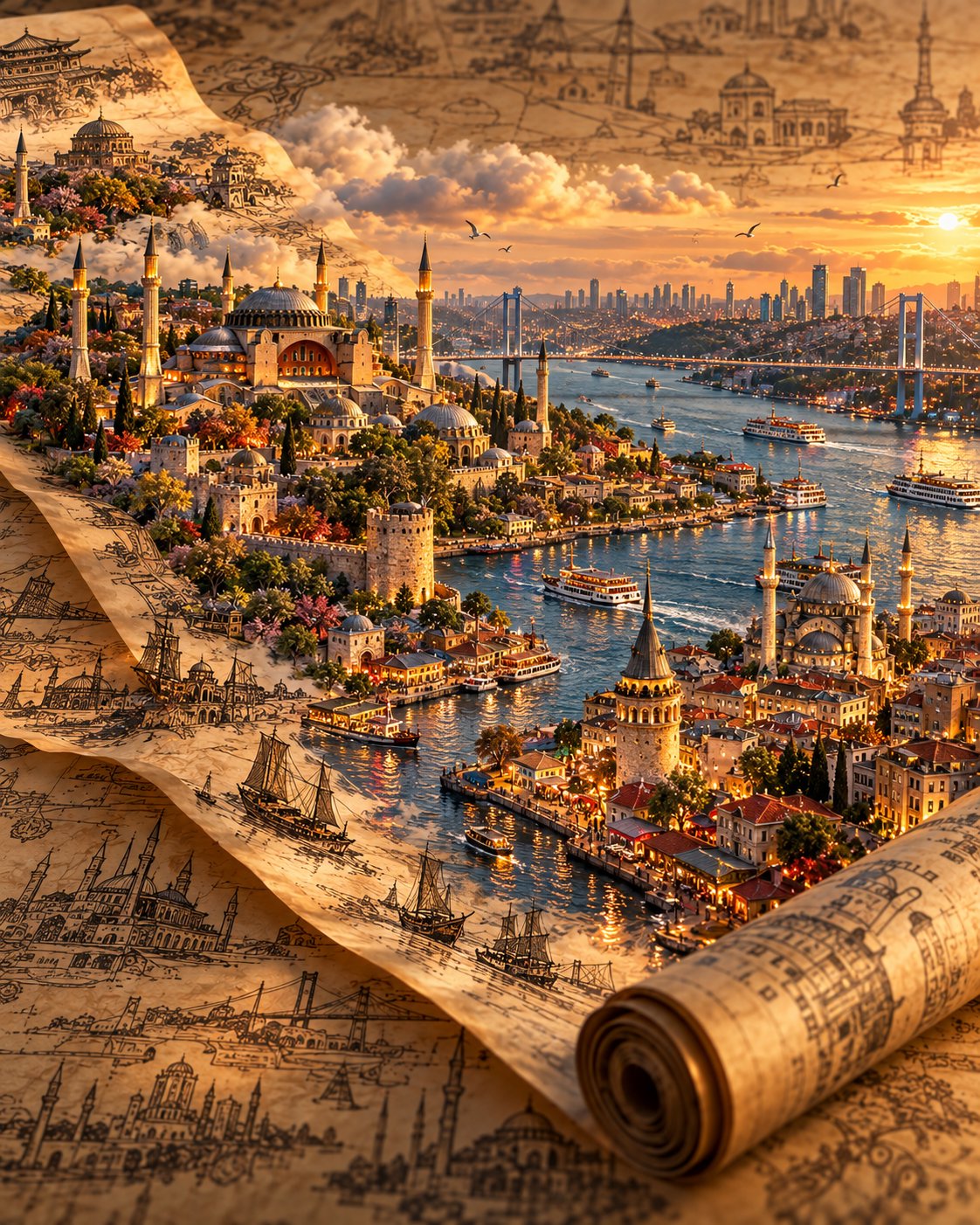3D Miniature Travel Diorama on Parchment — AI image prompt — GPT Image 2.5 — Cinematic, 3D Render, Vintage - 2