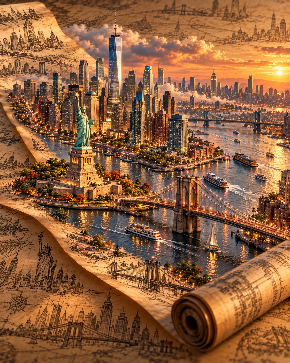 3D Miniature Travel Diorama on Parchment — AI image prompt — GPT Image 2.5 — Cinematic, 3D Render, Vintage - 4