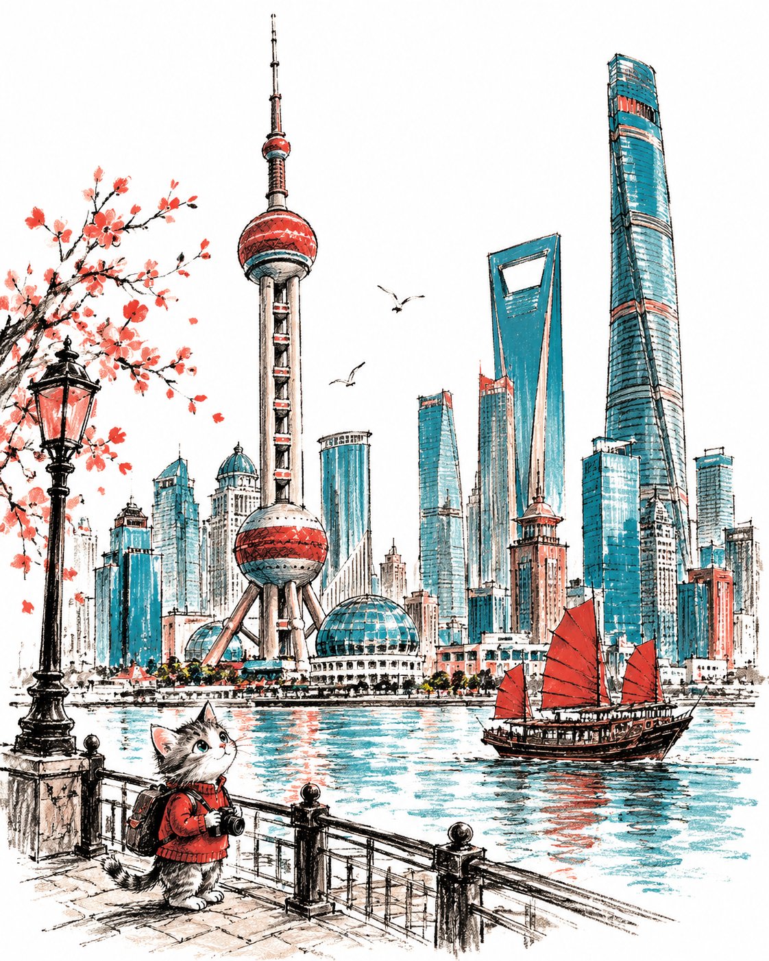 Mid-Century Storybook Travel Illustration — AI image prompt — GPT Image 2.5 — Whimsical, Vintage, Sketch - 2