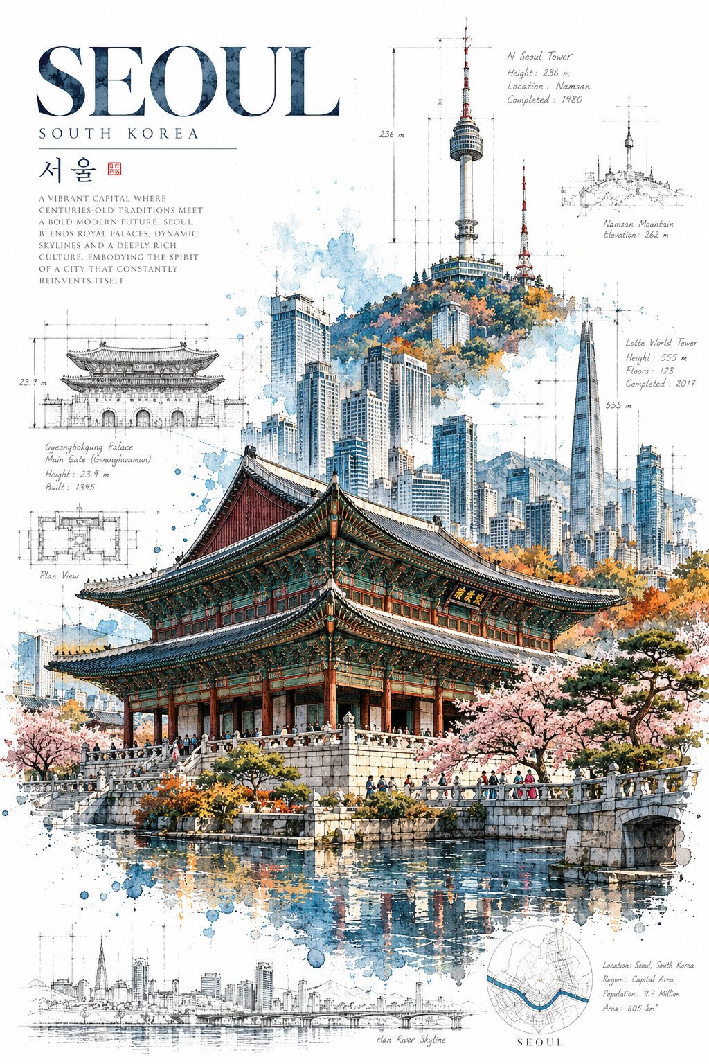 Architectural Ink and Watercolor Poster — AI image prompt — GPT Image 2.5 — Architecture, Watercolor, Sketch - 2