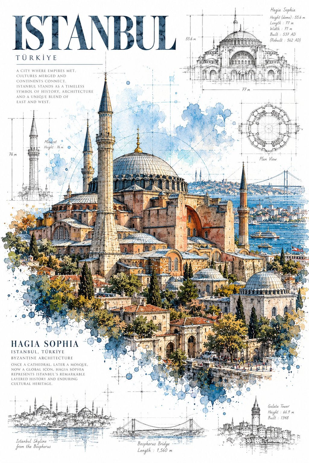Architectural Ink and Watercolor Poster — AI image prompt — GPT Image 2.5 — Architecture, Watercolor, Sketch - 3
