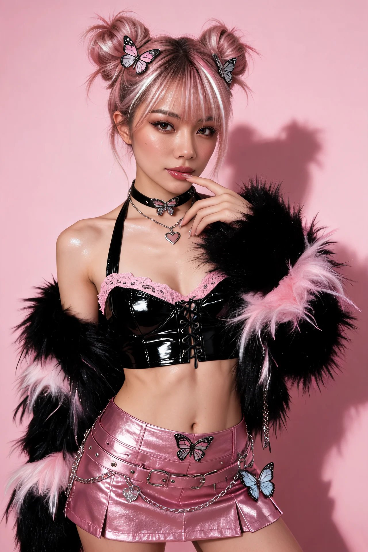 Y2K Pink Hair Studio Portrait — AI image prompt — Seedream 5 — Fashion, Realistic, Portrait - 2