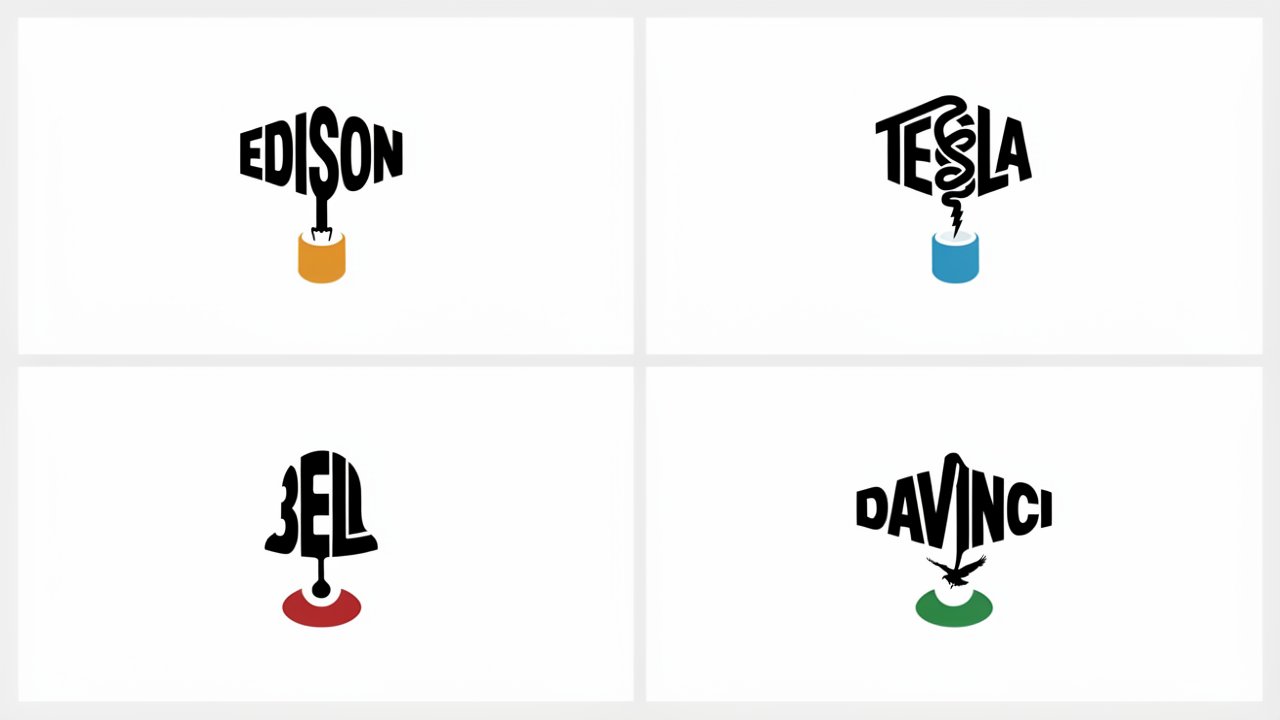 SVG 게슈탈트 로고 생성 그리드 — AI image prompt — Nano Banana 2.1 — Typography, Logo Design, Minimalist - 4