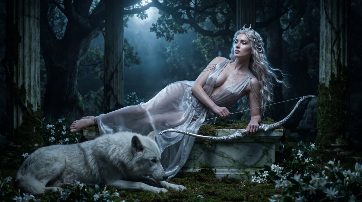 Theme:
High-Fashion Mythological Editorial – Artemis in a Moonlit Sacred Grove.

Subject:
A 22-year- — AI image prompt — Nano Banana Pro