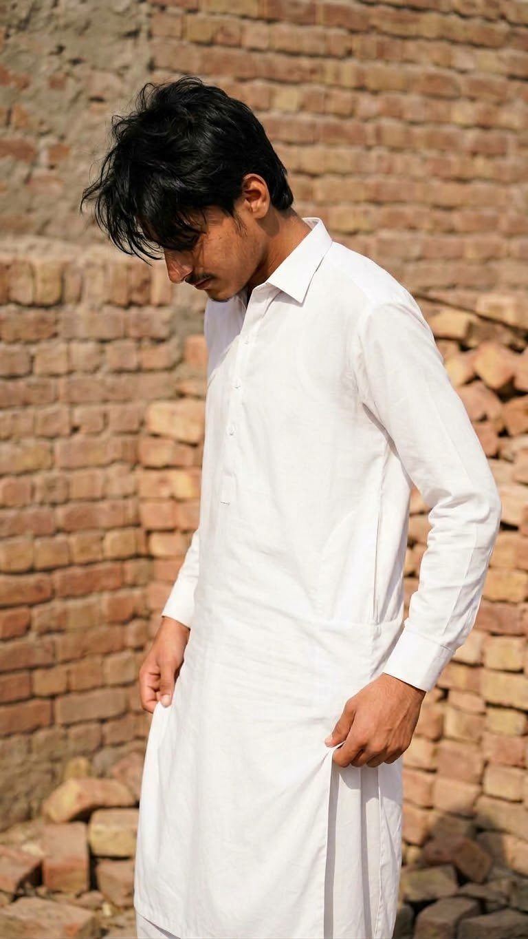 Pakistani man in white shalwar kameez — AI image prompt — GPT Image 2.5 — Street Photography, Realistic, Portrait