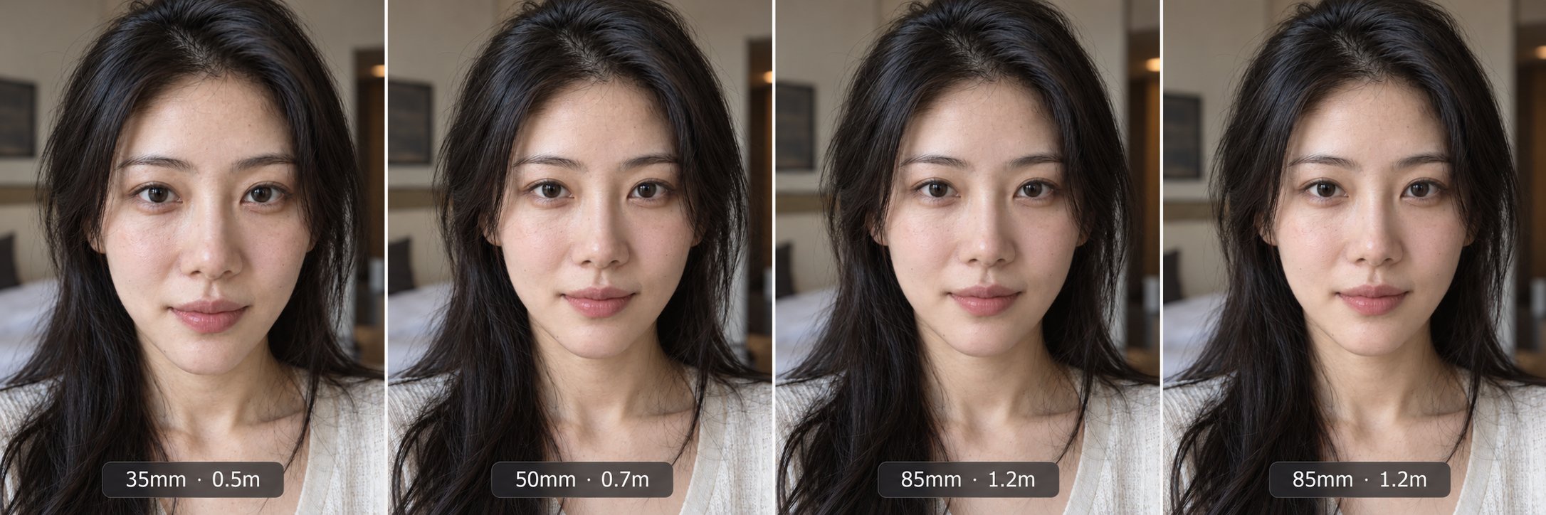 以下のプロンプトを共通プロンプトとする
超写実的な写真スタイルの女性の顔のクローズアップ写真。モデルは同一の28歳女性で、自然な五官、リアルな顔の骨格構造を持ち、完全に同じアイデンティティ、髪型、メイ — AI image prompt — GPT Image 2.5