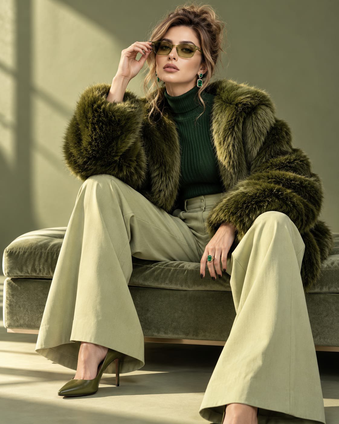 Luxury Olive Fashion Editorial Portrait — AI image prompt — GPT Image 2.5 — Cinematic, Fashion, Portrait