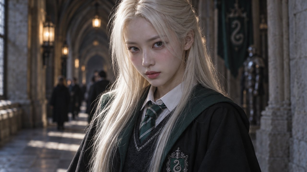 Female Draco Malfoy Slytherin Portrait — AI image prompt — GPT Image 2.5 — Character, Cinematic, Portrait - 2