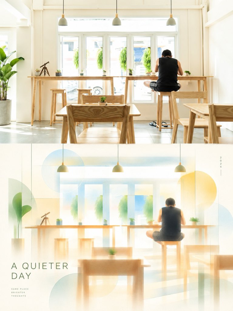 ミニマルカフェ編集アートポスター — AI image prompt — GPT Image 2.5 — Poster, Architecture, Minimalist - 2