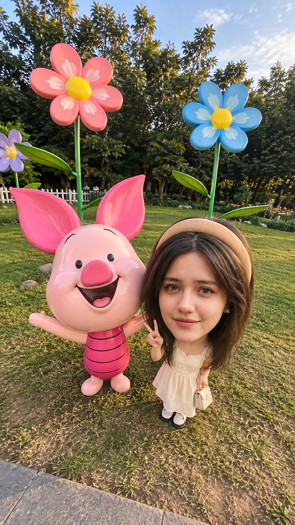 @image1을 정확한 얼굴 및 정체성 참조로 사용하세요. 전체 이미지에 단 한 명의 여성 캐릭터만 등장하는, 매우 사실적인 바이럴 미투 스타일의 큰 머리 작은 몸 캐리커처 사진을 — AI image prompt — GPT Image 2.5