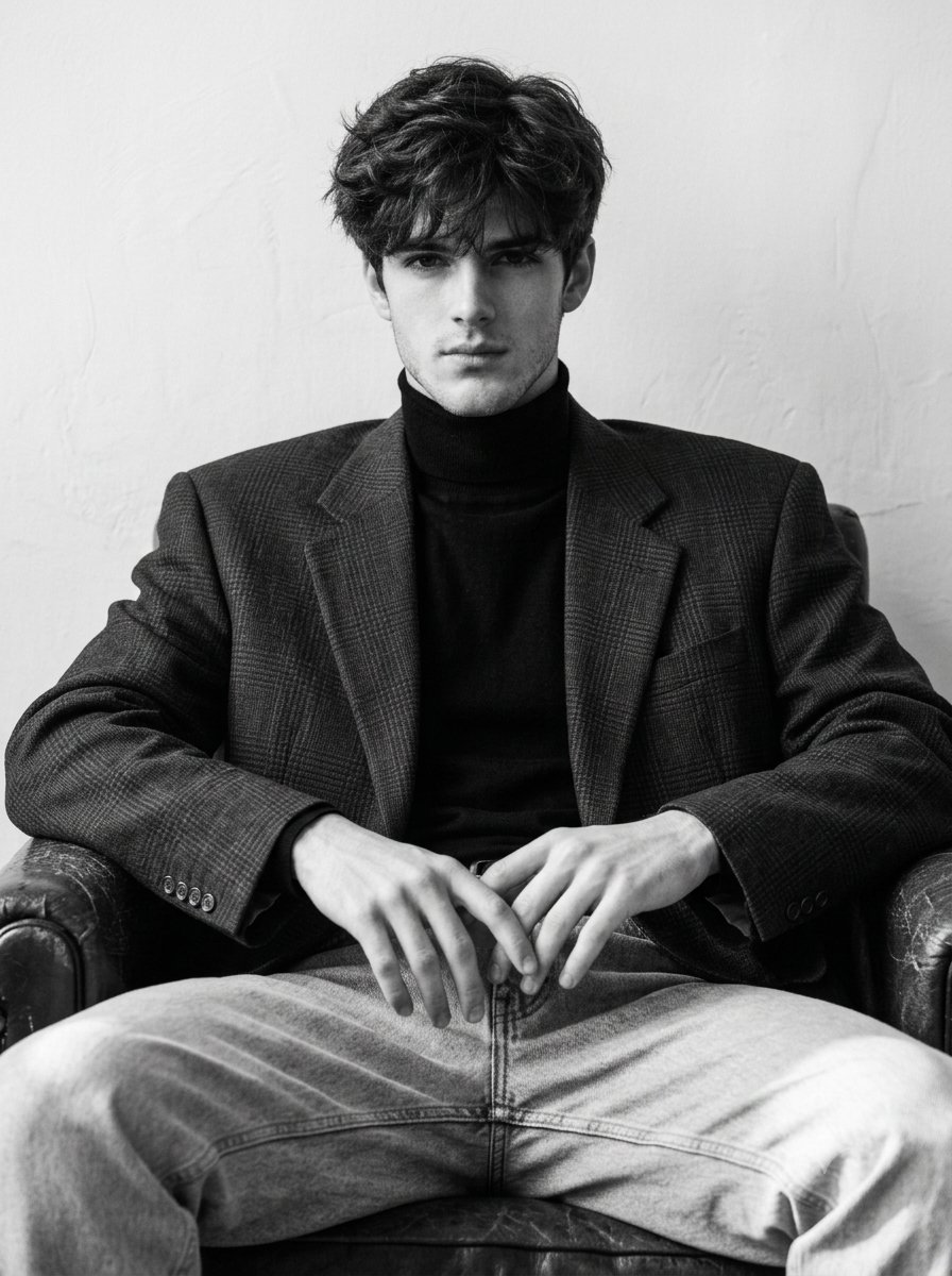 Black-and-White Editorial Menswear Portrait — AI image prompt — Nano Banana 2.1 — Fashion, Black & White, Portrait - 2