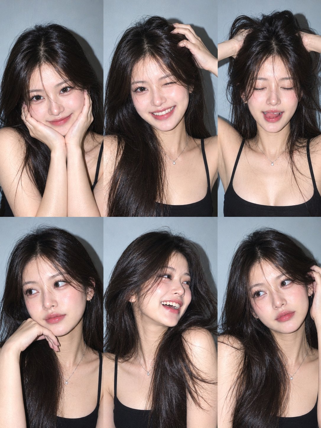 Ultra-realistic 6-photo collage (3×2 grid) of the same person using client photo for identity only ( — AI image prompt — GPT Image 2.5