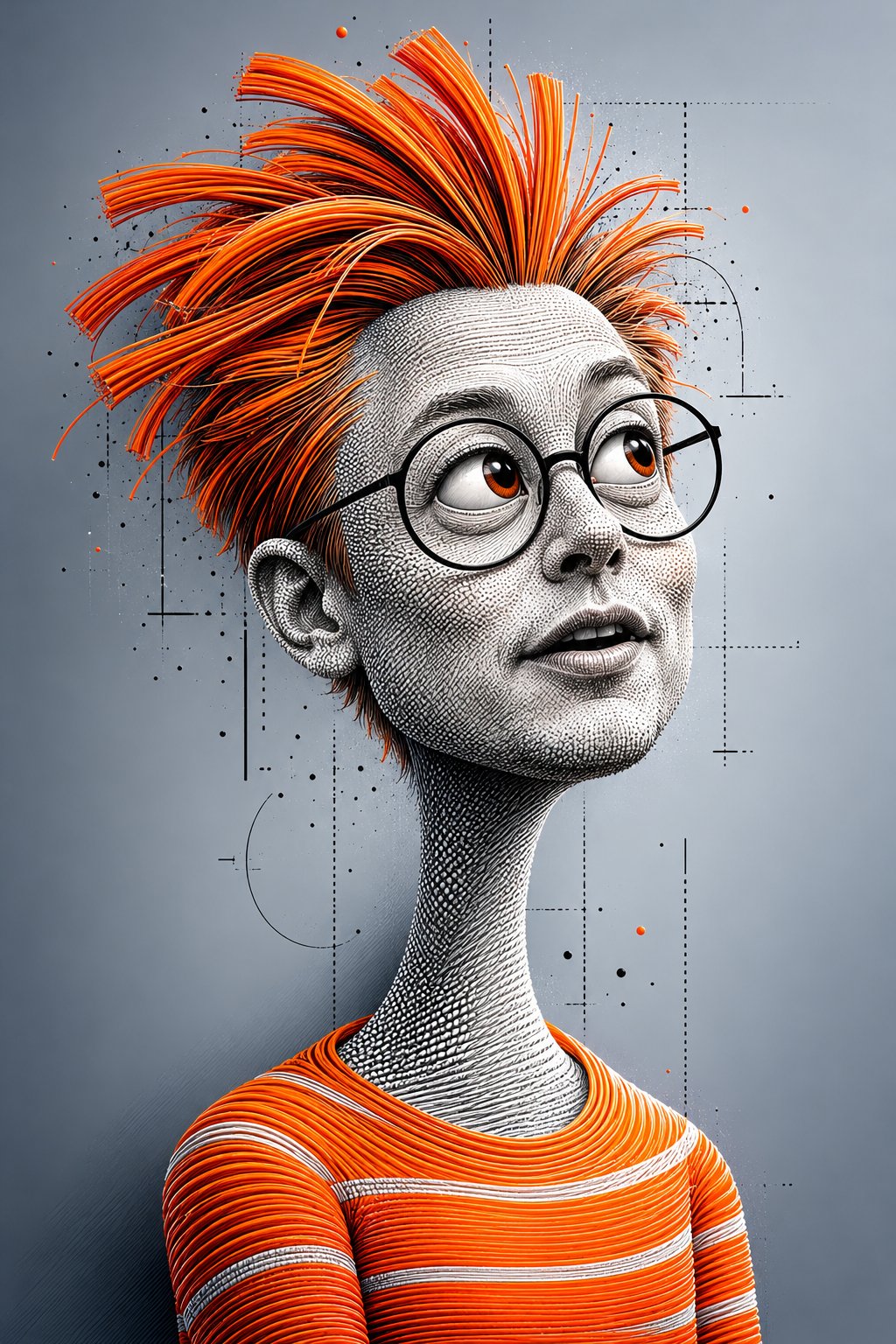 将参考照片转化为高度精细的专业3D漫画肖像。保留人物可识别的面部特征，同时赋予其富有创意、略微夸张的卡通外观。使用数千颗微小珠子、精细雕刻线条和流畅的3D丝线在面部、颈部、头发和衣物上创造复杂纹理。
 — AI image prompt — GPT Image 2.5
