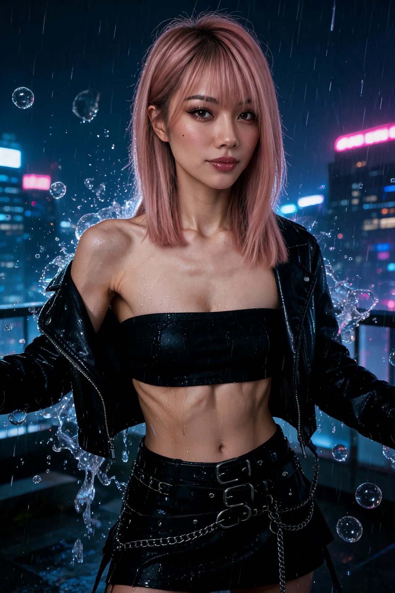 영화 같은 빗속 여인 초상 — AI image prompt — Seedream 5 — Cinematic, Portrait, Neon - 2