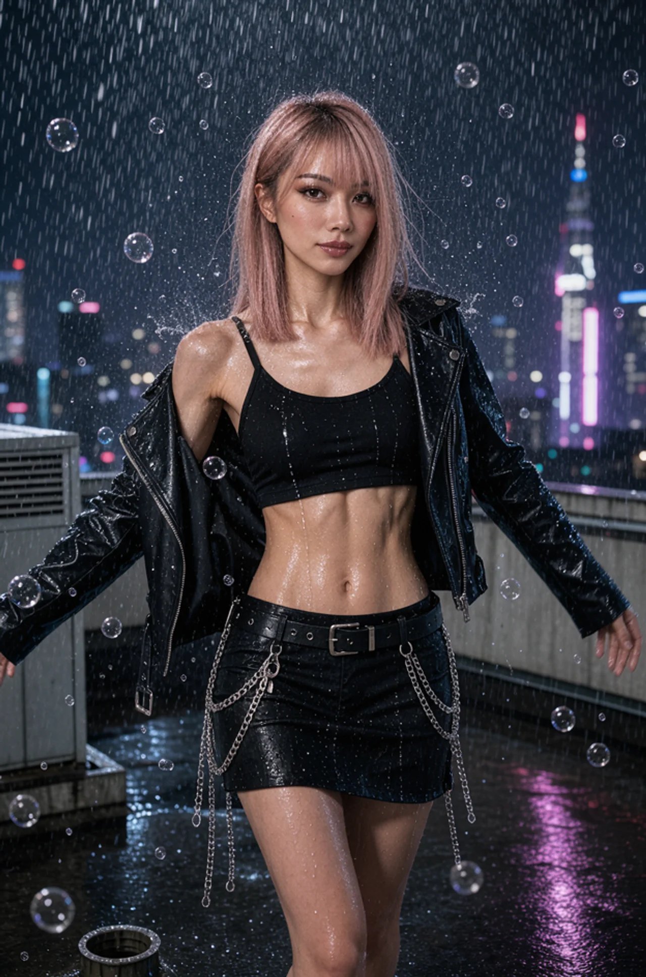 영화 같은 빗속 여인 초상 — AI image prompt — Seedream 5 — Cinematic, Portrait, Neon - 3